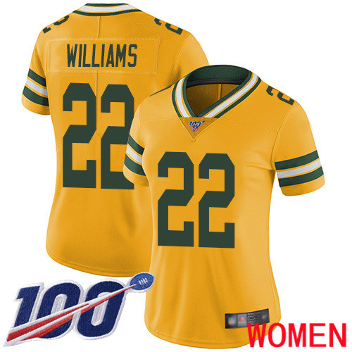 Green Bay Packers Limited Gold Women #22 Williams Dexter Jersey Nike NFL 100th Season Rush Vapor Untouchable->women nfl jersey->Women Jersey